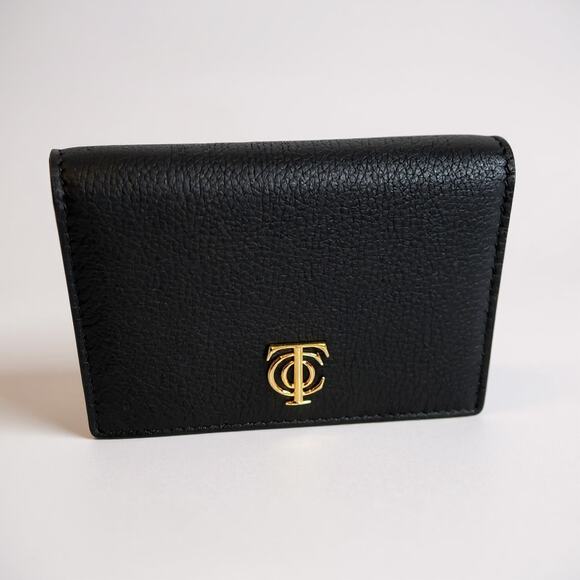 Tiffany & Co. Deco Flap Card Holder Case Black Leather - Picture 1 of 7